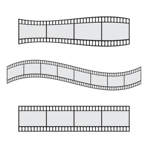 电影院电影条辊35毫米空白幻灯片框架矢量设置。 相框图片摄影电影条框插图