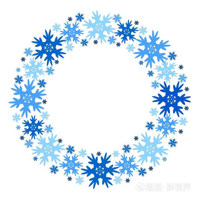 雪花的圆形矢量冬季框架孤立的eps10