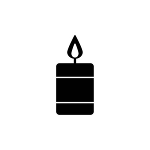  white vector illustration of burning candle. Flat icon of inter