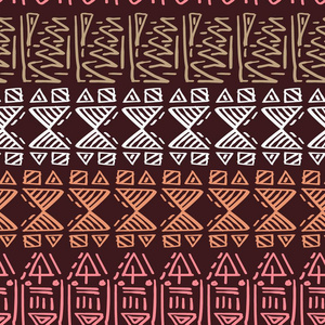 无缝条纹图案埃及主题与种族和部落主题。 用于纺织品印刷矢量插图的复古绘图。