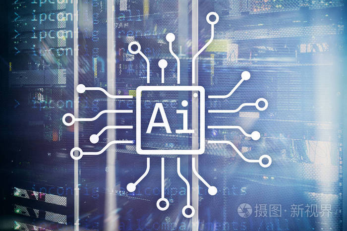 虚拟屏幕上的人工智能自动化和现代信息技术概念.