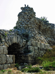 塞瓦斯托波尔克里米亚古老的切索尼索斯遗址。 黑海海岸风景如画。 古希腊在克里米亚定居。