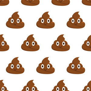 无缝图案. 可爱的微笑便便. 平面样式矢量插图照片