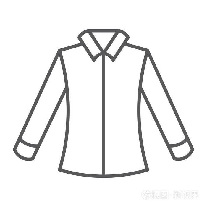 服装和正式, 衬衫标志, 矢量图形, 在白色背景的线性图案插画-正版
