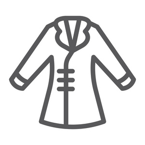 外套线图标, 服装和时尚, 夹克标志, 矢量图形, 白色背景上的线性图案