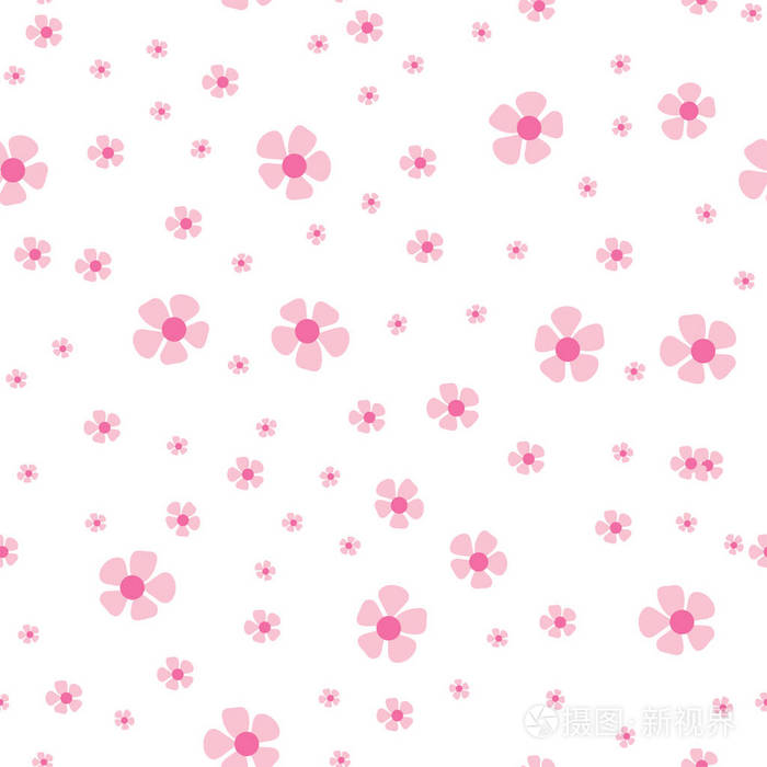 粉色小花的无缝春花图案