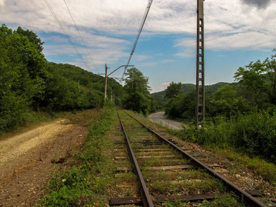 森林里的公路和铁路。