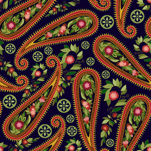 色彩鲜艳的花纹为纺织, 封面, 包装纸, 网。民族矢量壁纸与装饰元素。印度装饰背景