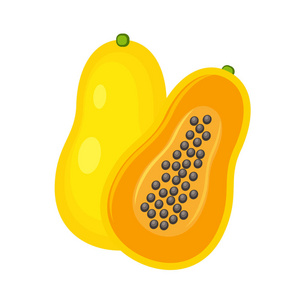 黄色整体和半木瓜向量例证查出在 whi