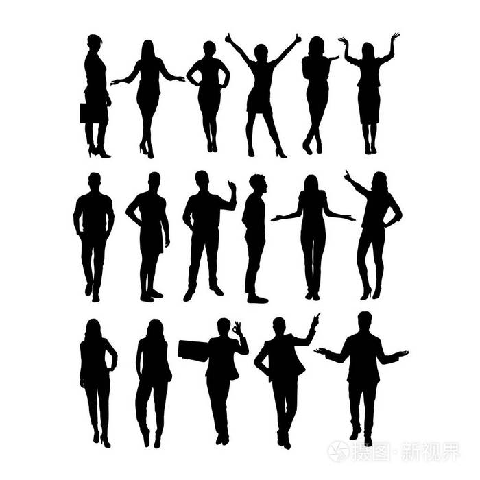 活动和站立剪影艺术矢量设计