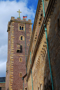 沃尔堡城堡附近的艾森纳赫保持德语伯格弗里德苏林格尔沃尔德图林根德国欧洲。 保存是中世纪欧洲贵族在城堡内建造的一种加固塔