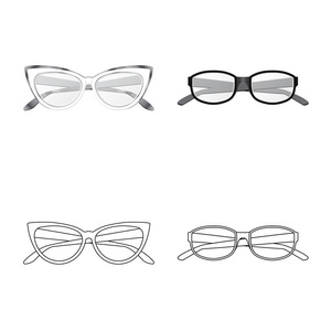 眼镜和框架符号的孤立对象。眼镜套和附件股票矢量图