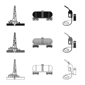 油气标志的孤立对象。收集石油和汽油矢量股票图标