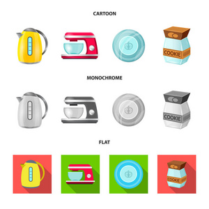 厨房和厨师图标的矢量插图。库存厨房和家电矢量图标收藏