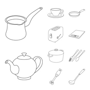 厨房和厨师象征的向量例证。库存厨房和家电矢量图标收藏