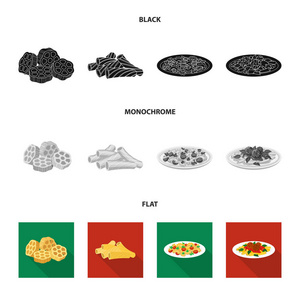 面食和碳水化合物图标的孤立对象。面食和通心粉股票矢量图集