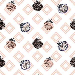 草莓无缝模式向量抽象草莓粉红色无缝向量模式照片