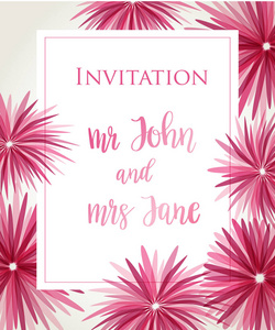 矢量中的粉红色抽象花。 时尚优雅的婚礼邀请卡。 老式插图