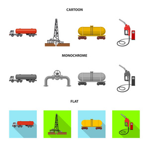 油气标志的矢量设计。收集石油和汽油矢量股票图标