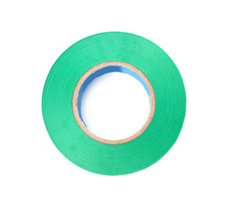 s tape on white background, top view