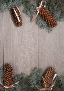 s branches on wooden background.