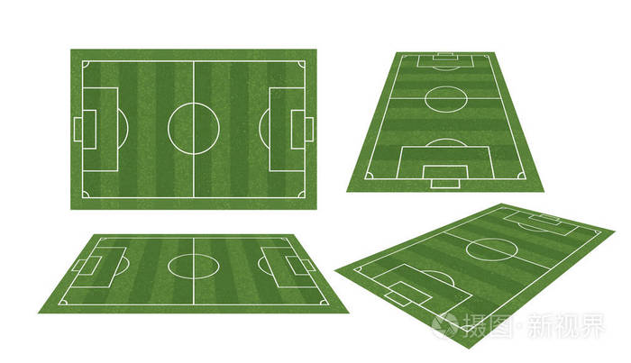 足球场或足球场收集孤立在白色背景上透视要素矢量图