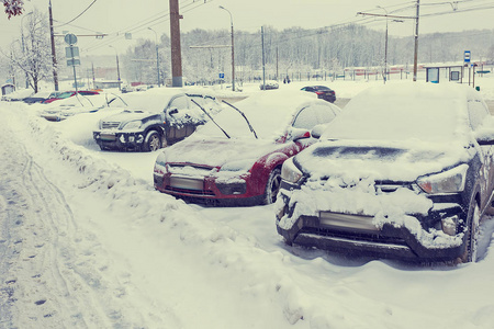 俄罗斯莫斯科冬季降雪