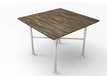 白色背景上隔离的木制桌子