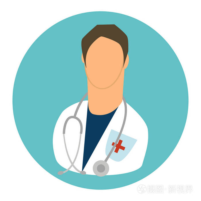 医用图标人医生用听诊器.