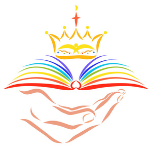 基督冠基督冠在彩虹书手上照片
