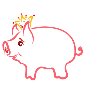 两个微笑粉红小猪图片