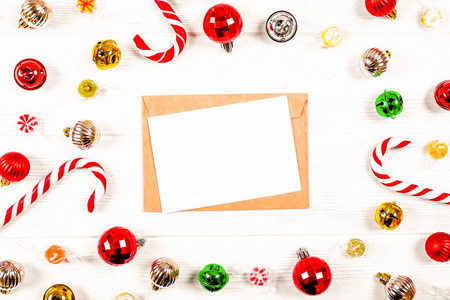  craft paper envelope. Christmas greeting card template concept.