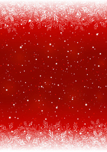 雪花闪亮的边界与红色背景