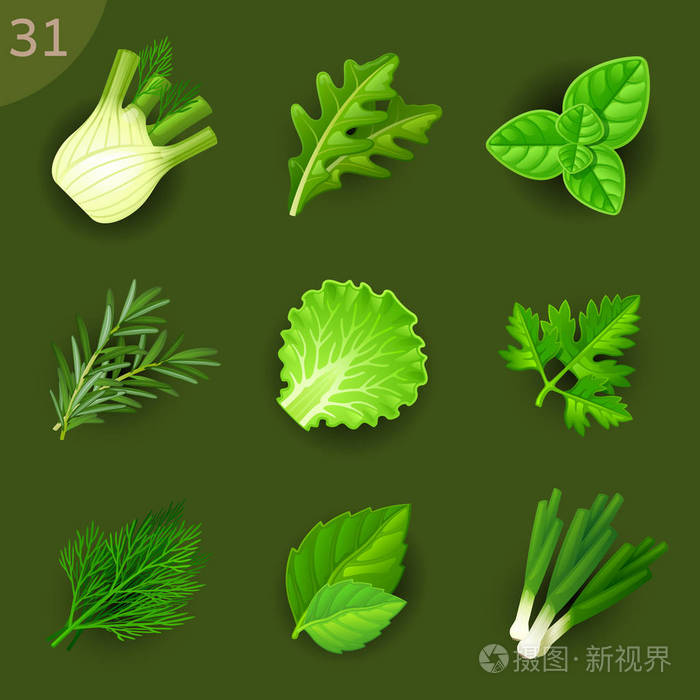 一套卡通风格的各种食品原料