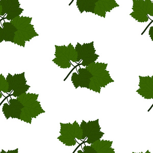 葡萄和叶子的无缝图案。 平面设计矢量图