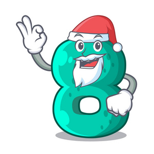 八卷圣诞老人数字八卷标志吉祥物矢量插图照片