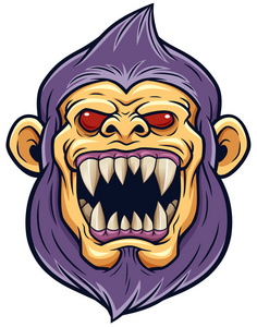 卡通怪物头部矢量插图照片