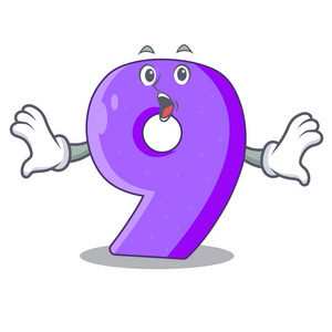 令人惊讶的数字9气球字体形状字符矢量插图照片