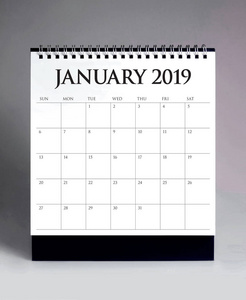 简单的办公桌日历2019年1月