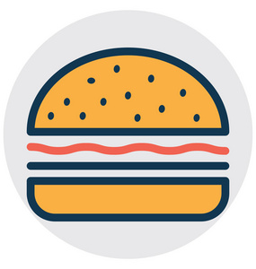 汉堡快餐隔离矢量图标，可方便修改或编辑