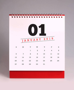 简单的办公桌日历2019年1月