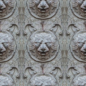 中世纪城堡狮头造型设计师的抽象无缝图案