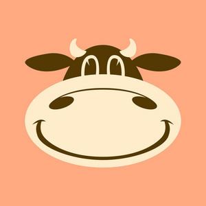 卡通牛脸. 扁平的样式. 前视图照片