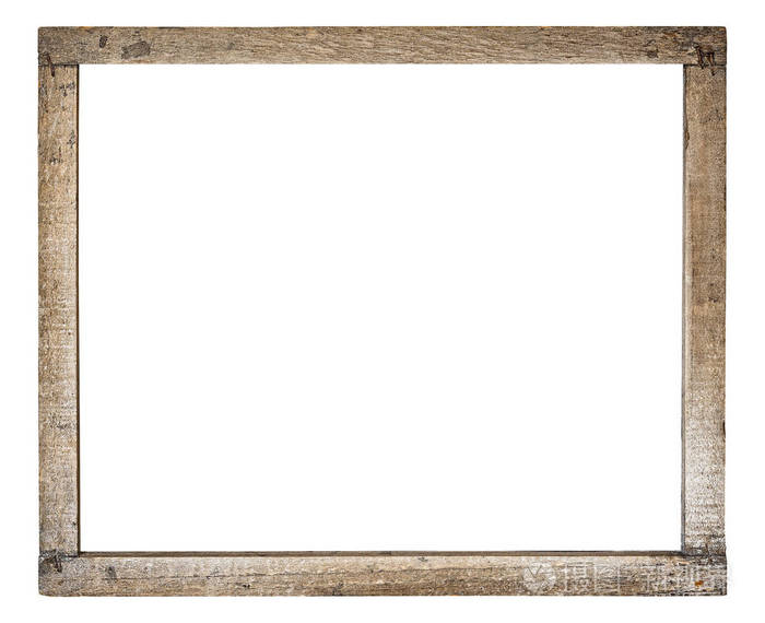 白色背景上孤立的旧钉乡村木制相框照片-正版商用图片14cp66-摄图新视