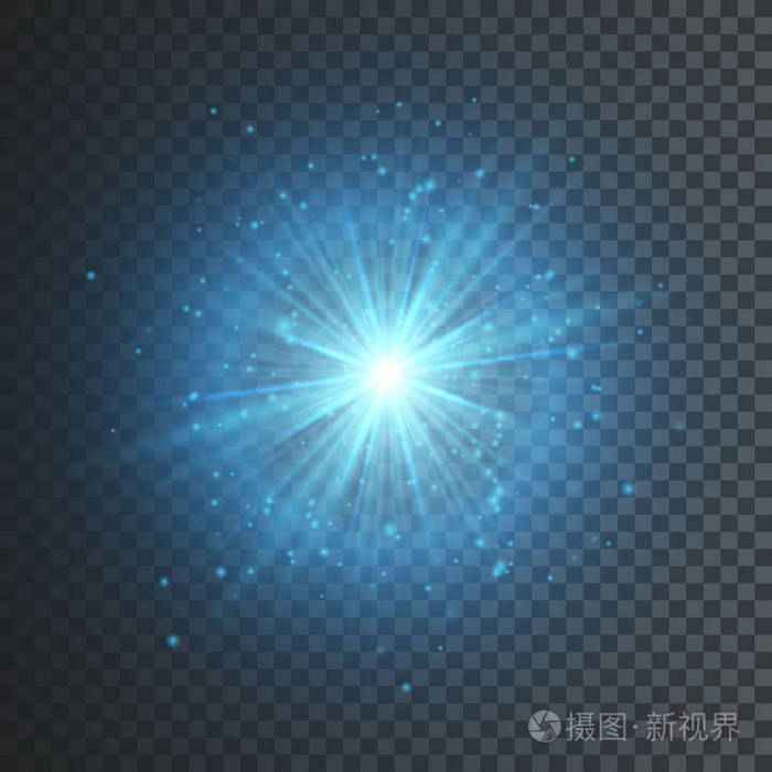 透明辉光效果星星闪闪发光蓝色闪光矢量图解