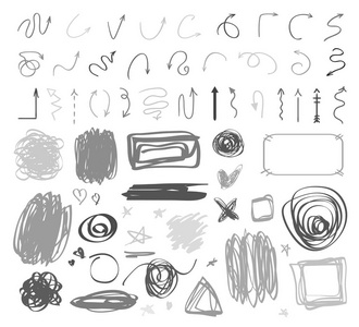 白色的大布景. 手绘简单的纠结符号. 用于设计的混沌涂鸦. 线条艺 ..