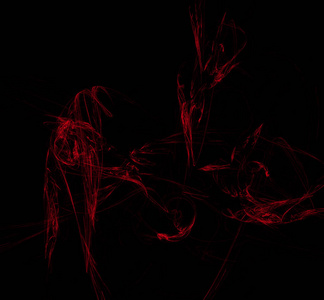 黑色背景上的红色插图图案。 幻想分形纹理。 数字艺术。 三维渲染。 计算机生成的图像。