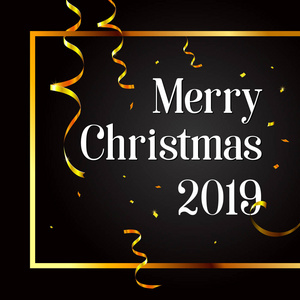 2019年圣诞快乐和新年快乐矢量卡。 矢量插图