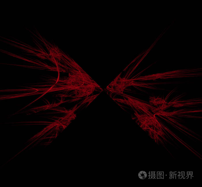 黑色背景上的红色插图图案. 幻想分形纹理. 数字艺术. 三维渲染.