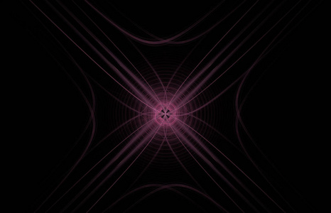 黑色背景上的粉红色交叉抽象分形。 幻想分形纹理。 数字艺术。 三维渲染。 计算机生成的图像